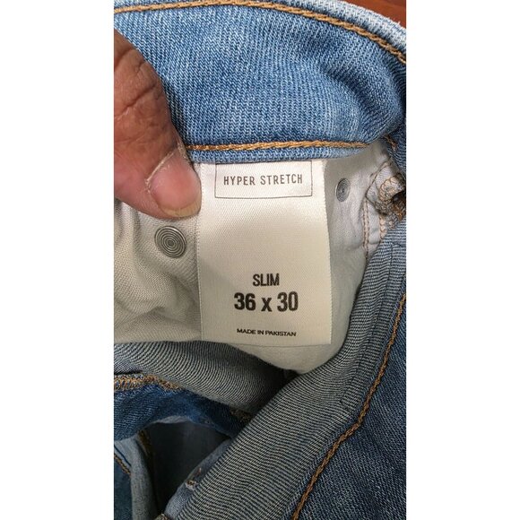 Express Men's Light Wash Denim Jeans Size 36 x 30 Slim Fit Stretch - Picture 8 of 8